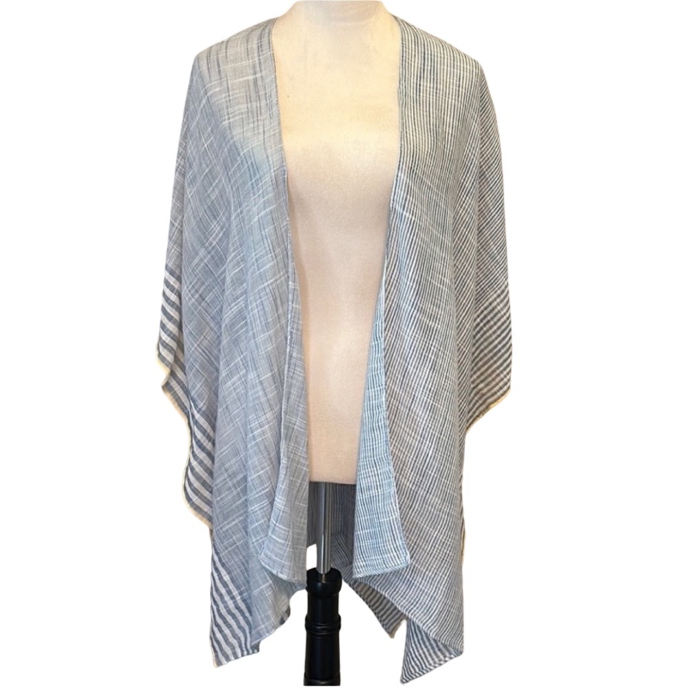 NWOT Chic Boutique Striped Swim Coverup in soft denim blue
